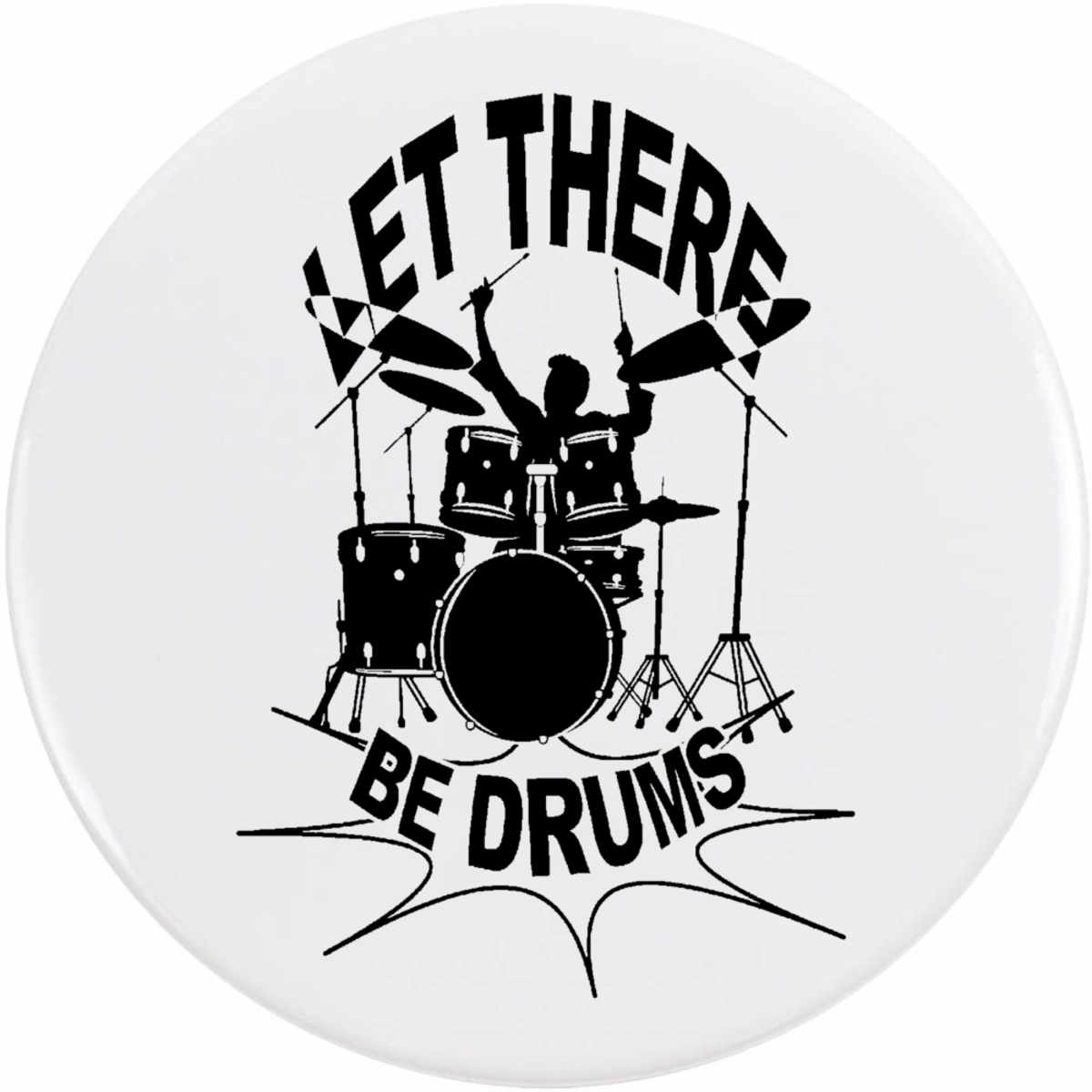 'Rock and Roll Drummer' Button / Lapel Badges - Pin Back Badges for Clothes, Bags, Accessories and Gifts (BB059173)