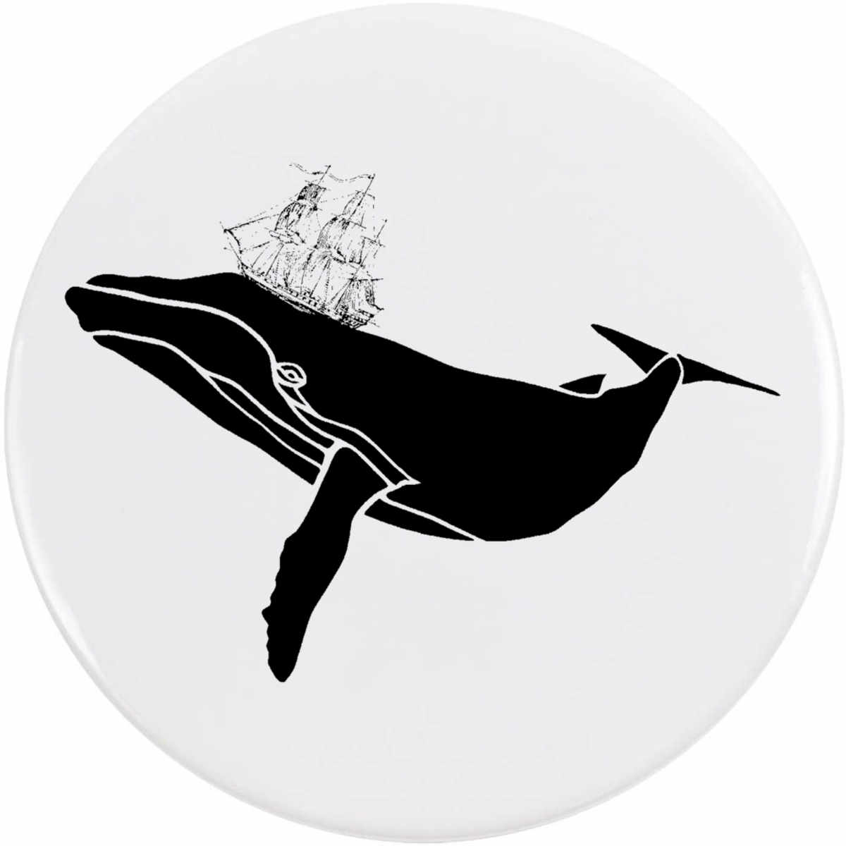 'Humpback Whale With Ship' Button Badge - 77mm - Pin Back / Lapel Badge for Clothes, Bags, Accessories and Gifts (BB00158034)