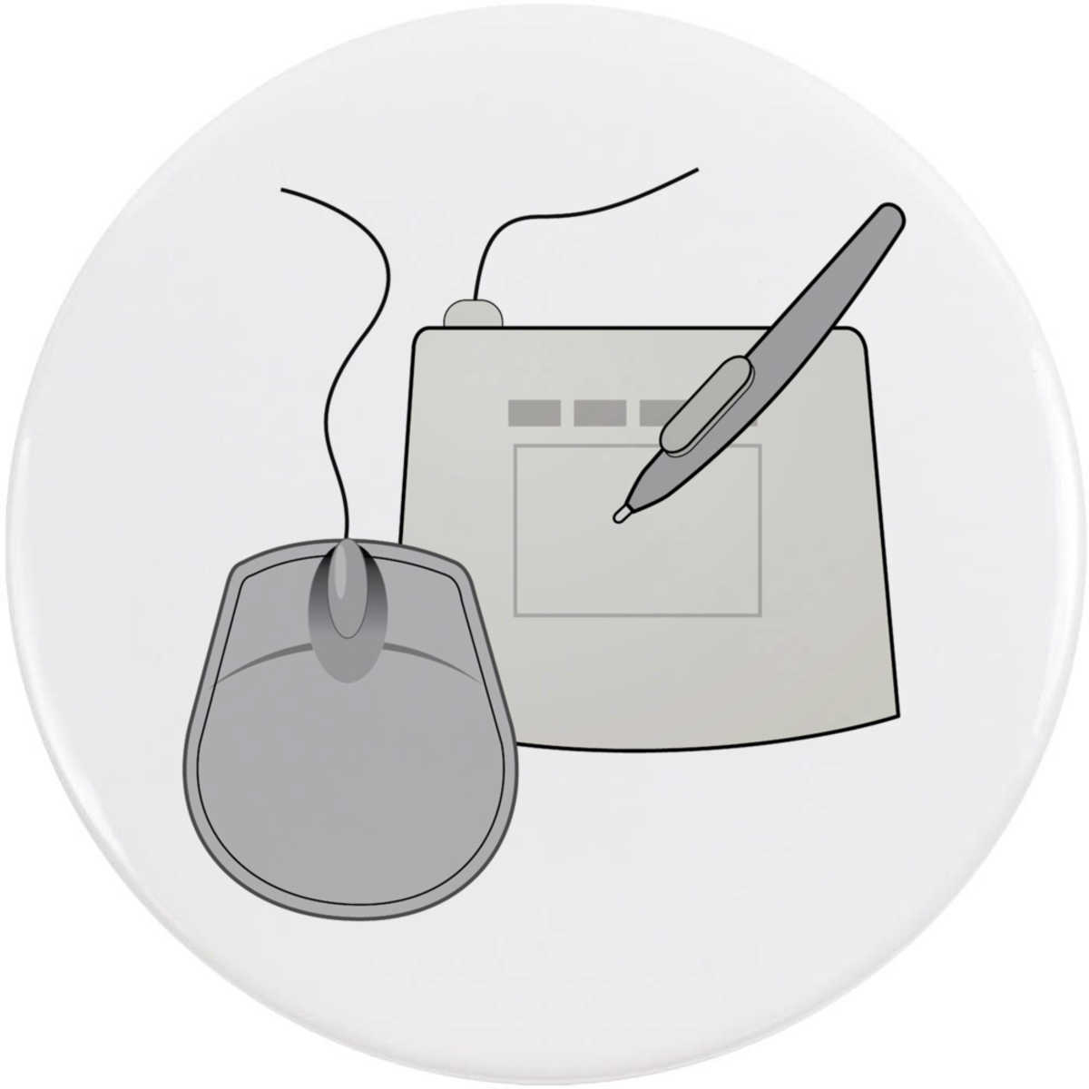 77mm 'Graphic Tablet And Mouse' Large Button Pin Badge (BB00158112)
