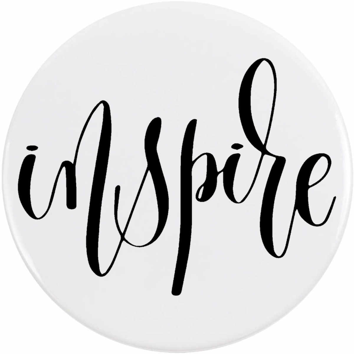 'Inspire Calligraphy Text' Button / Lapel Badges - Pin Back Badges for Clothes, Bags, Accessories and Gifts (BB059342)