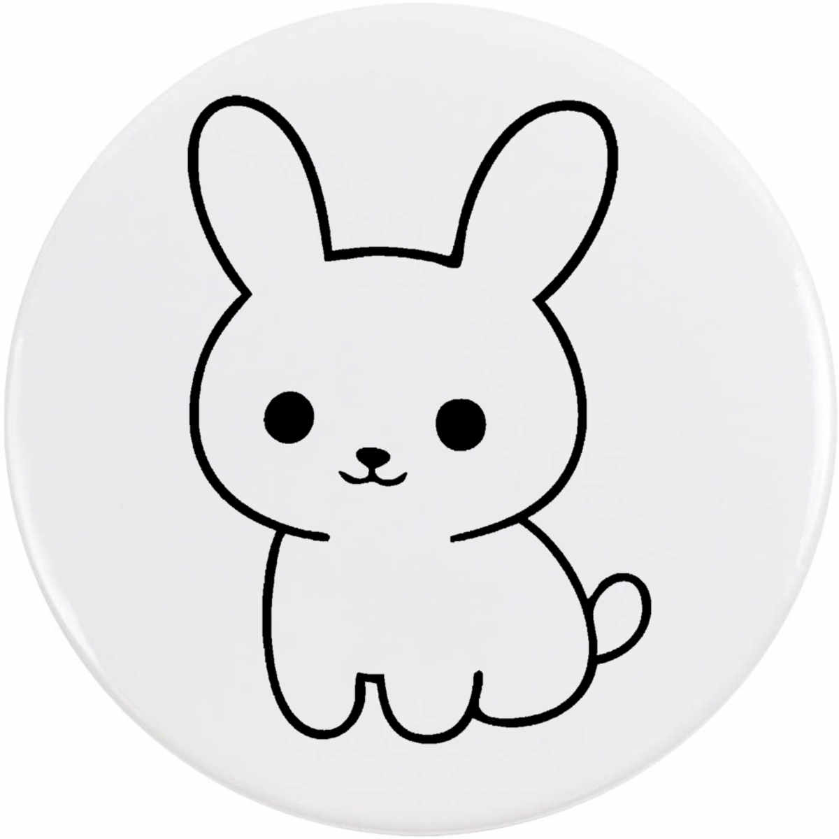 77mm 'little line drawing bunny' Large Button Pin Badge (BB00158502)