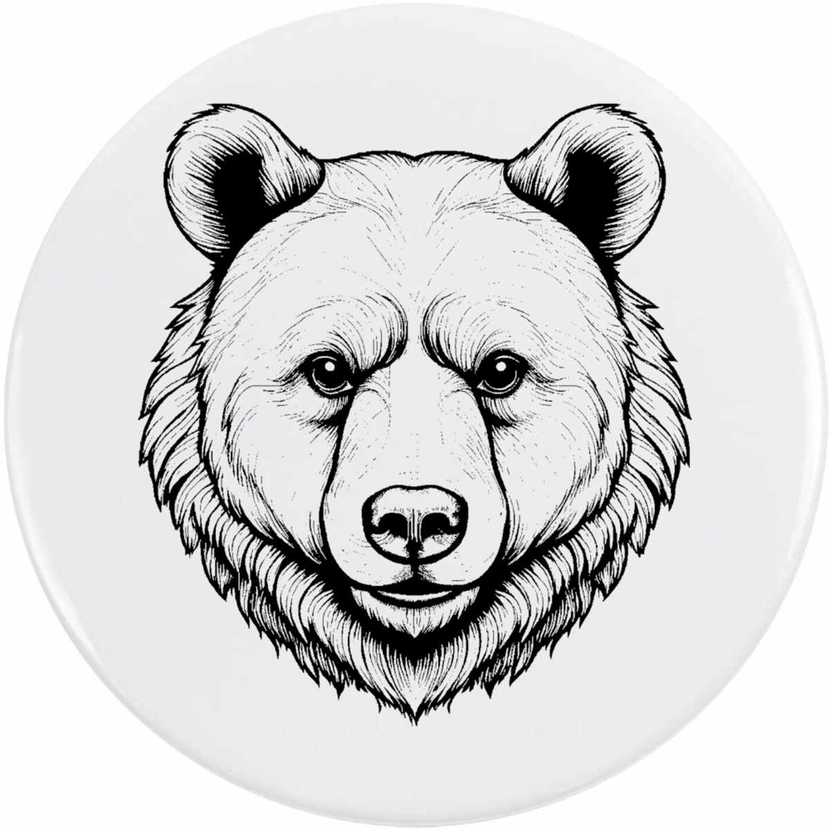 'Bear Head' Button / Lapel Badges - Pin Back Badges for Clothes, Bags, Accessories and Gifts (BB060072)