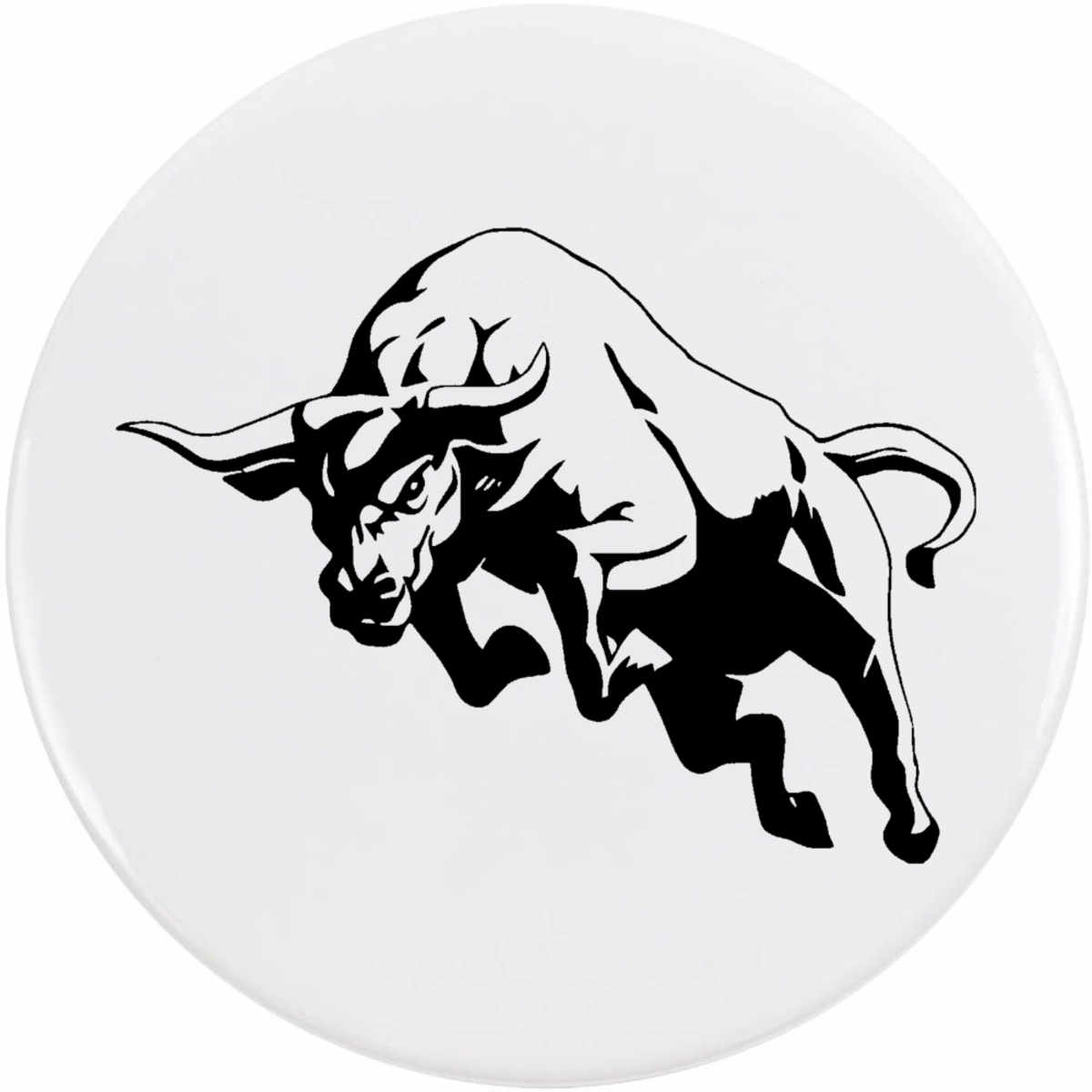 'Charging Bull ' Button Badge - 77mm - Pin Back / Lapel Badge for Clothes, Bags, Accessories and Gifts (BB00160667)