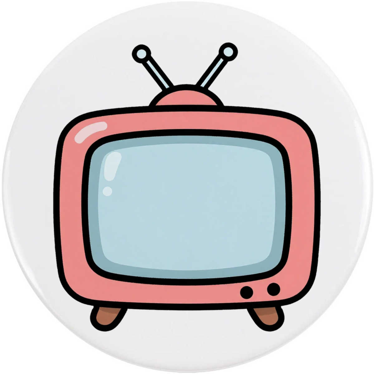 'Cartoon Television' Button / Lapel Badges - Pin Back Badges for Clothes, Bags, Accessories and Gifts (BB060437)