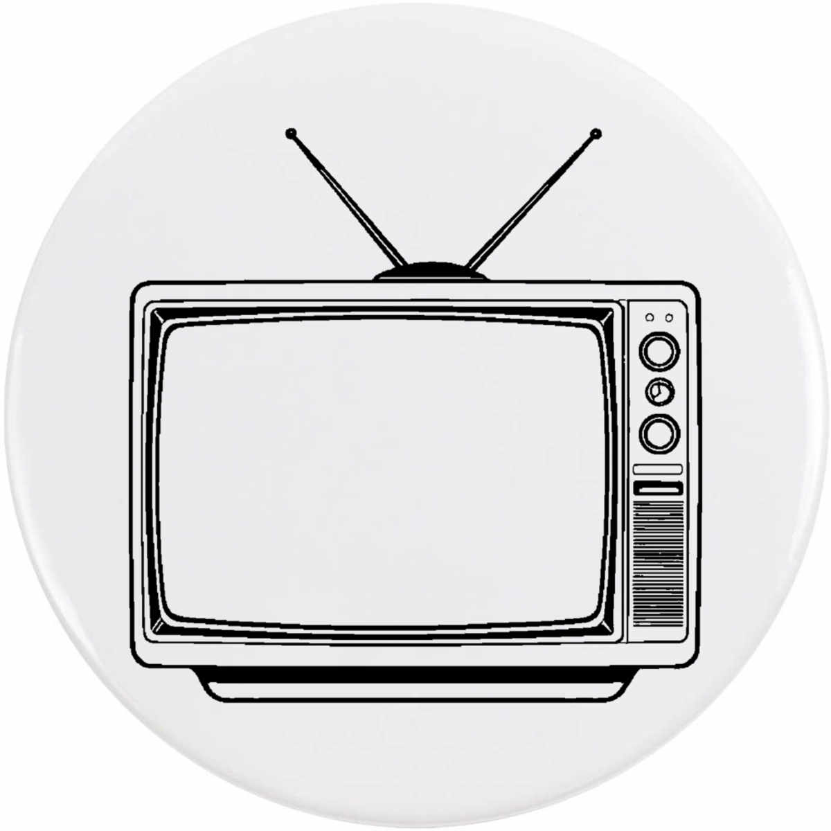 'Old Style Television' Button Badge - 77mm - Pin Back / Lapel Badge for Clothes, Bags, Accessories and Gifts (BB00161030)