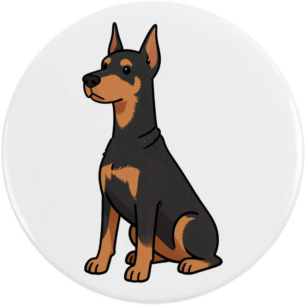 'Chibi Doberman Pinscher' Button Badge - 77mm - Pin Back / Lapel Badge for Clothes, Bags, Accessories and Gifts (BB00161537)