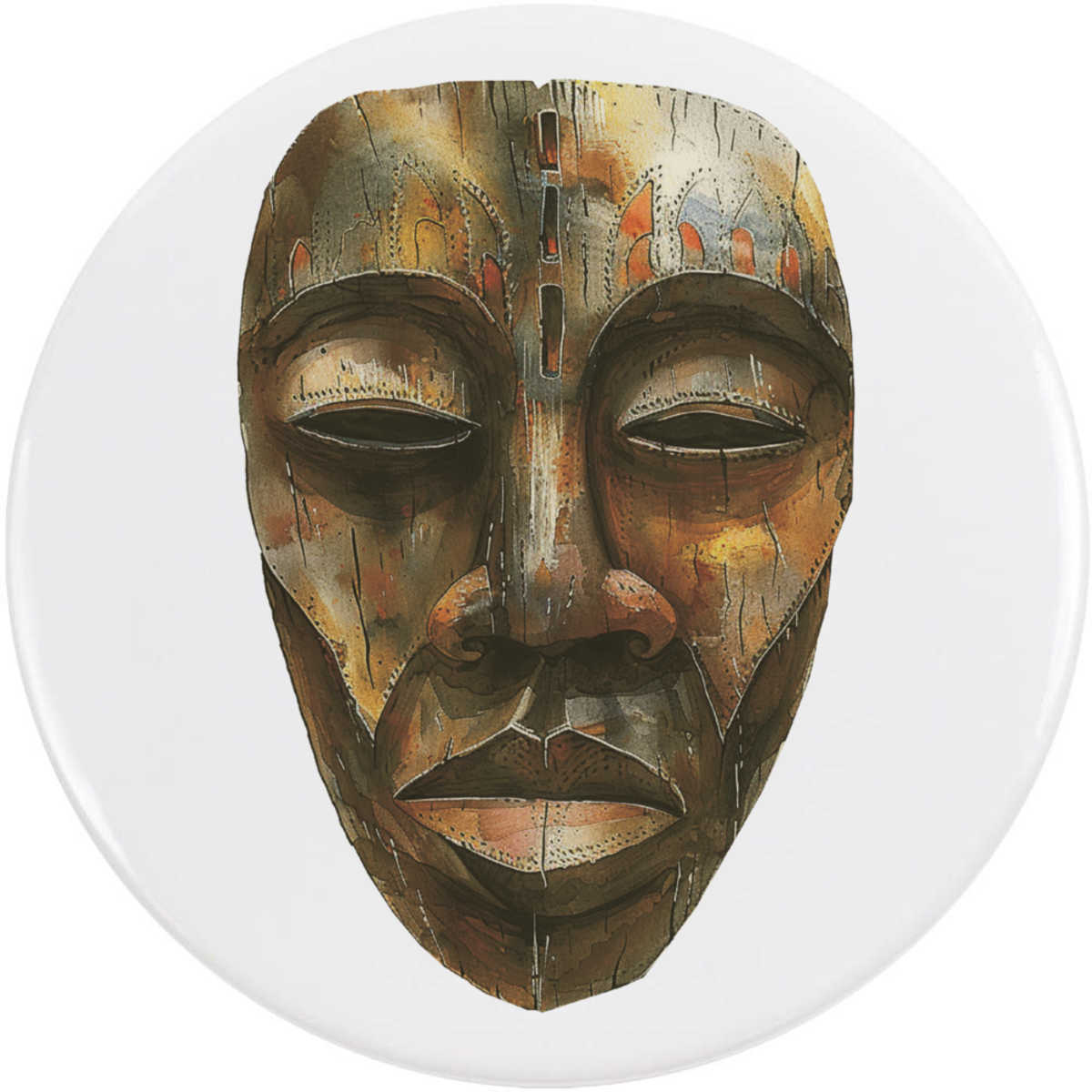 'African Tribal Mask' Button / Lapel Badges - Pin Back Badges for Clothes, Bags, Accessories and Gifts (BB060898)