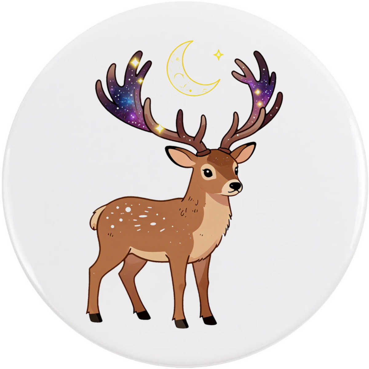 'Stag With Galaxy Antlers' Button / Lapel Badges - Pin Back Badges for Clothes, Bags, Accessories and Gifts (BB060894)