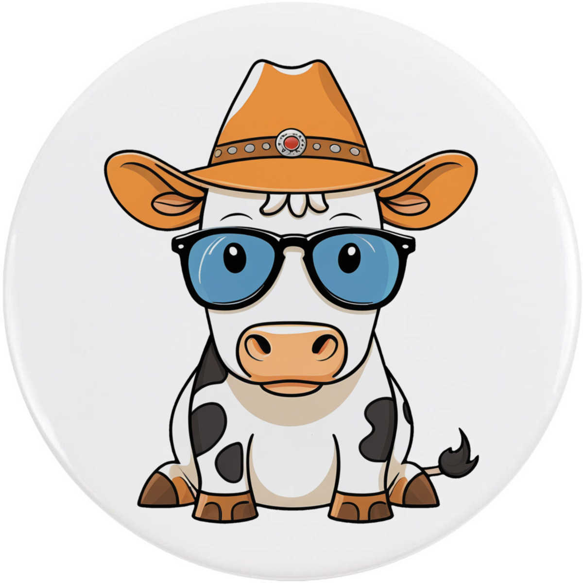 'Cow Glasses & Cowboy Hat' Button Badge - 77mm - Pin Back / Lapel Badge for Clothes, Bags, Accessories and Gifts (BB00162298)