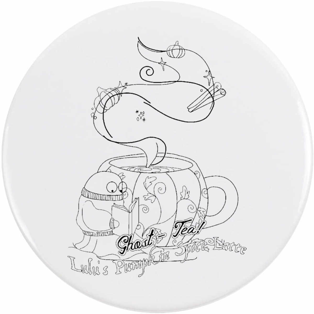 'Pumpkin Spice Ghost' Button Badge - 77mm - Pin Back / Lapel Badge for Clothes, Bags, Accessories and Gifts (BB00162974)