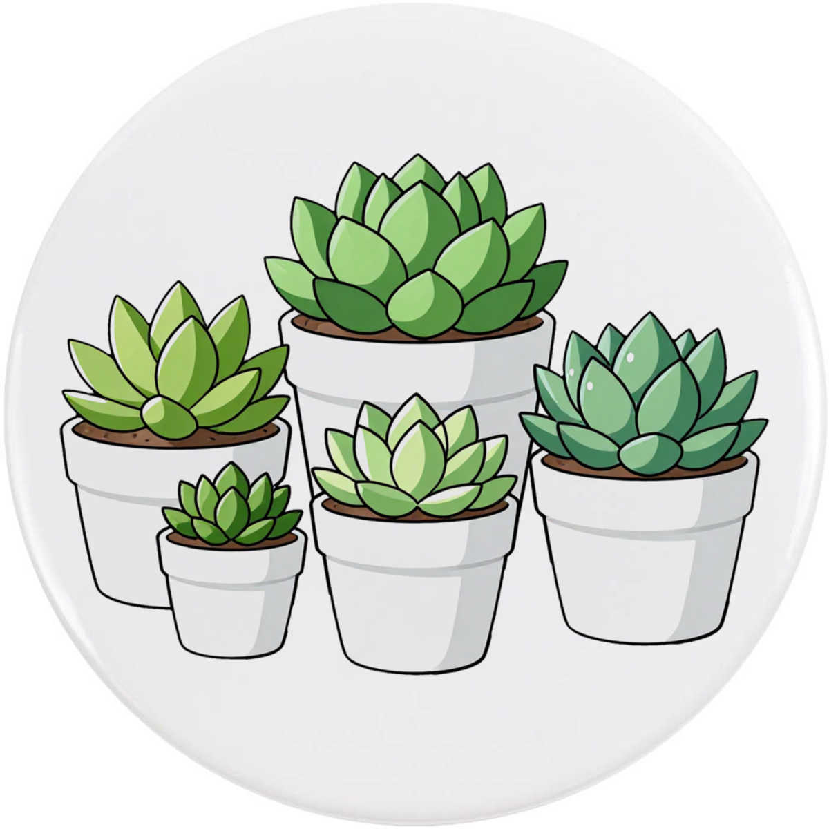 77mm 'Potted Succulents' Large Button Pin Badge (BB00163082)