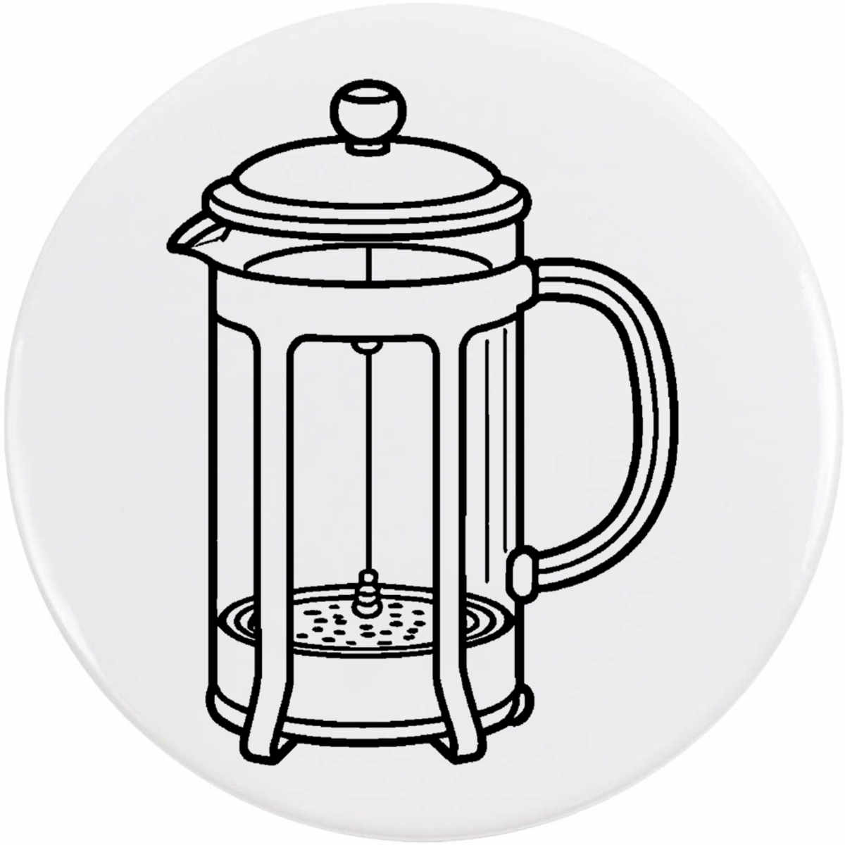 'French Press' Button / Lapel Badges - Pin Back Badges for Clothes, Bags, Accessories and Gifts (BB061411)