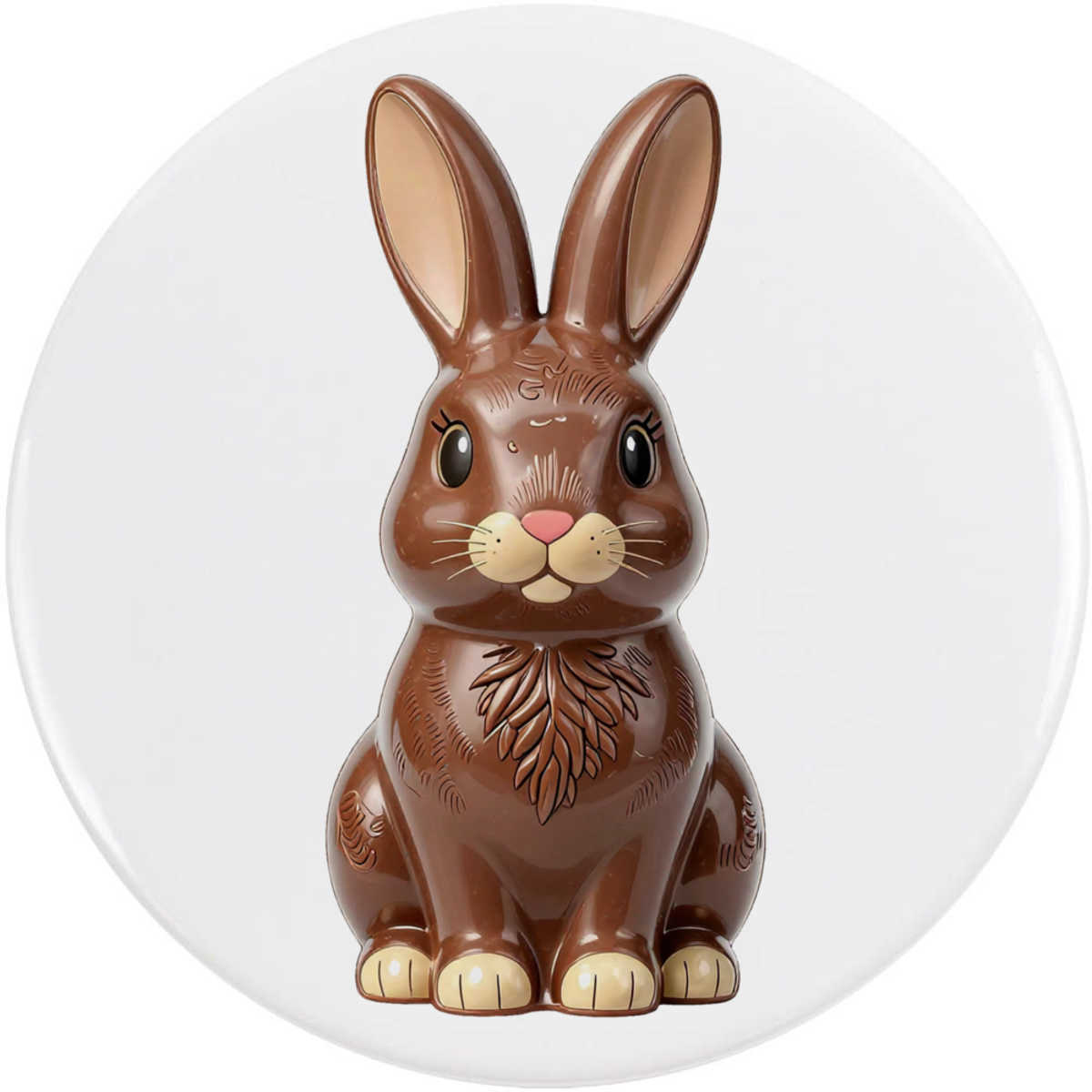 'Chocolate Easter Bunny' Button / Lapel Badges - Pin Back Badges for Clothes, Bags, Accessories and Gifts (BB061516)