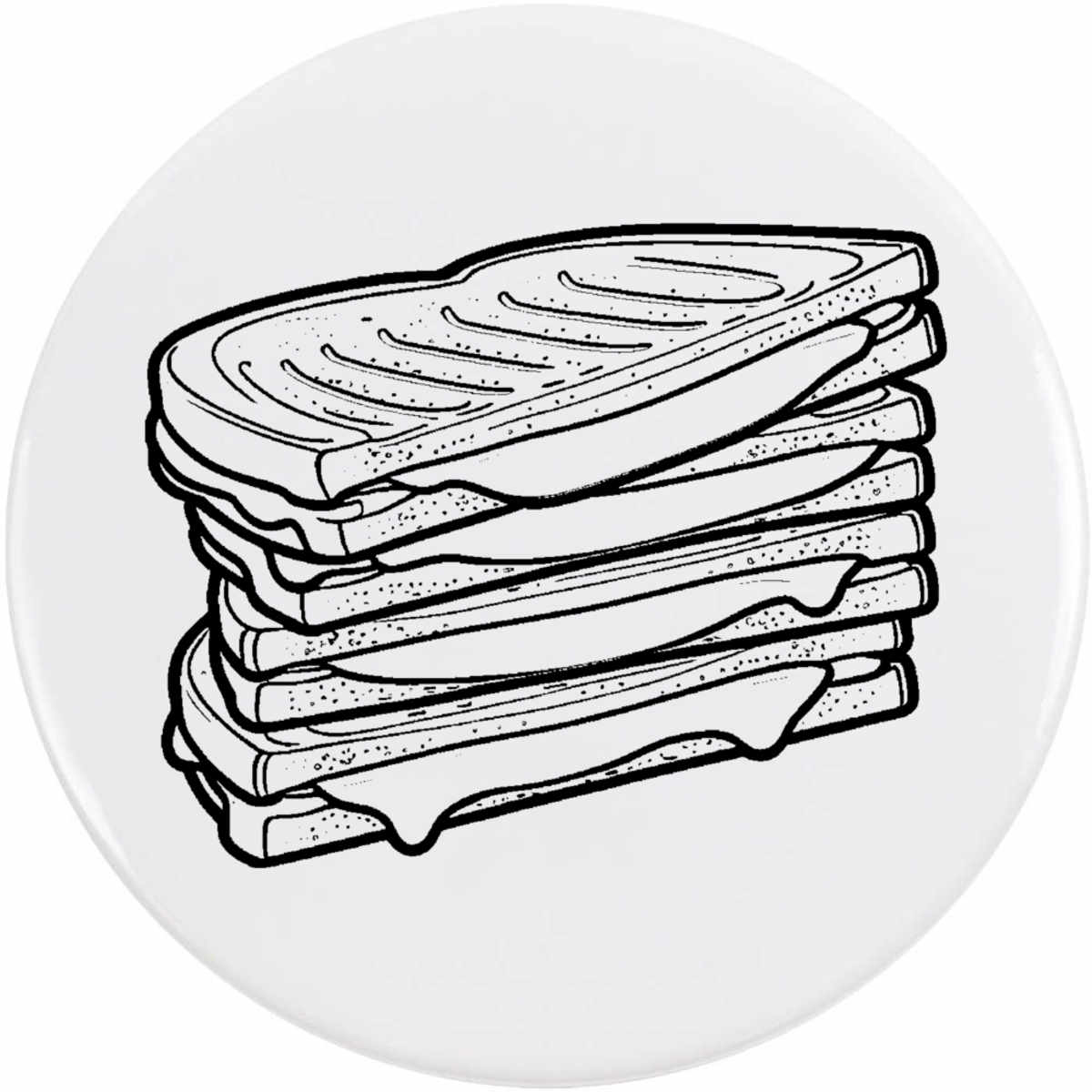 'Grilled Cheese Sandwiches' Button Badge - 77mm - Pin Back / Lapel Badge for Clothes, Bags, Accessories and Gifts (BB00163490)
