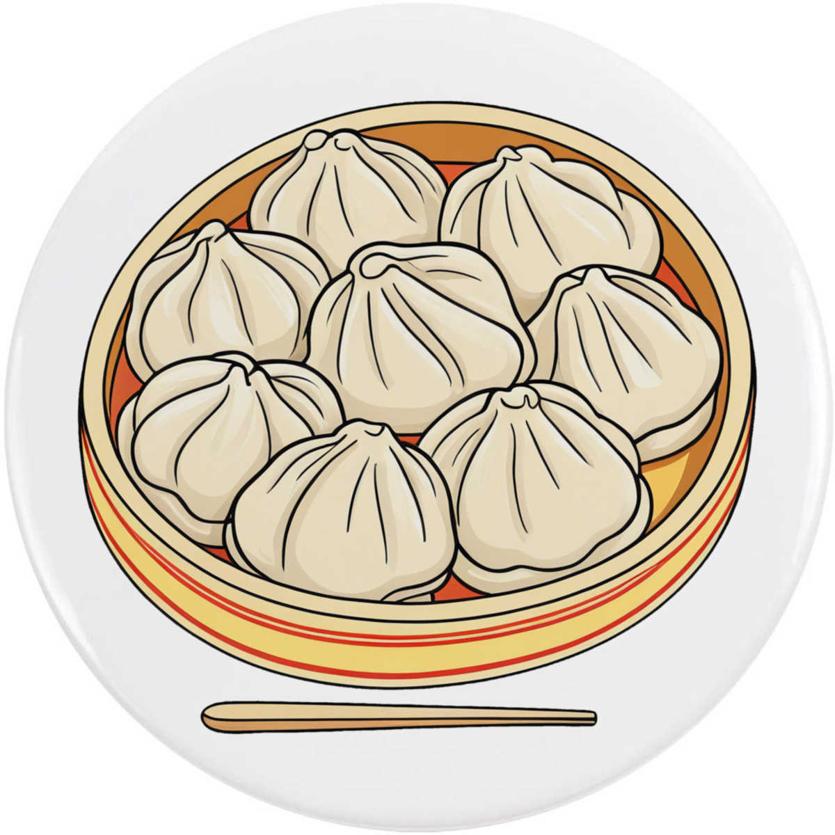 'Steamed Dumplings' Button / Lapel Badges - Pin Back Badges for Clothes, Bags, Accessories and Gifts (BB061556)