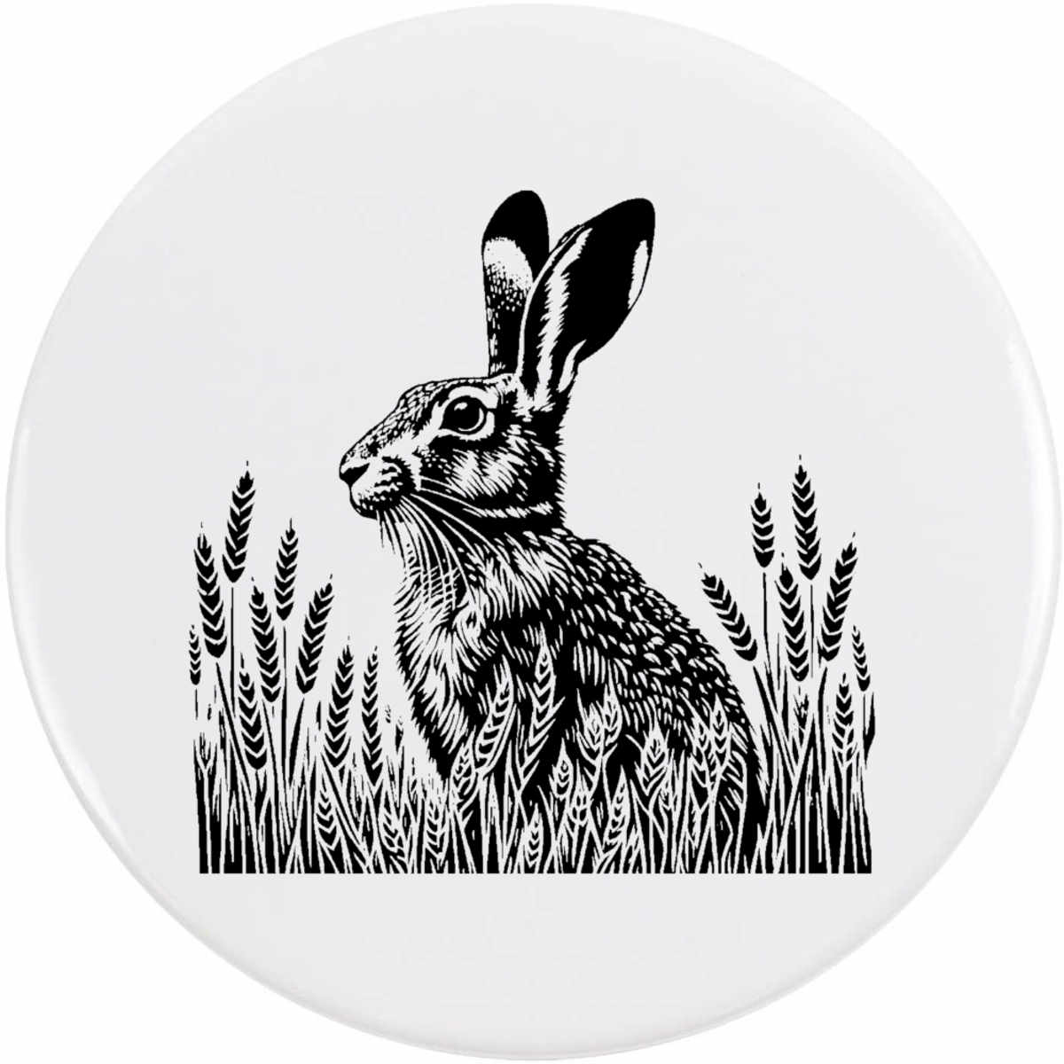 'Hare In Wheat Field' Button Pin Badges (BB061646)