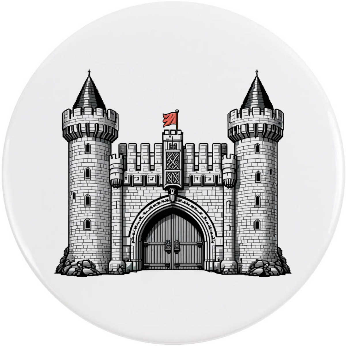 'Medieval Castle Gate' Button Badge - 77mm - Pin Back / Lapel Badge for Clothes, Bags, Accessories and Gifts (BB00163826)