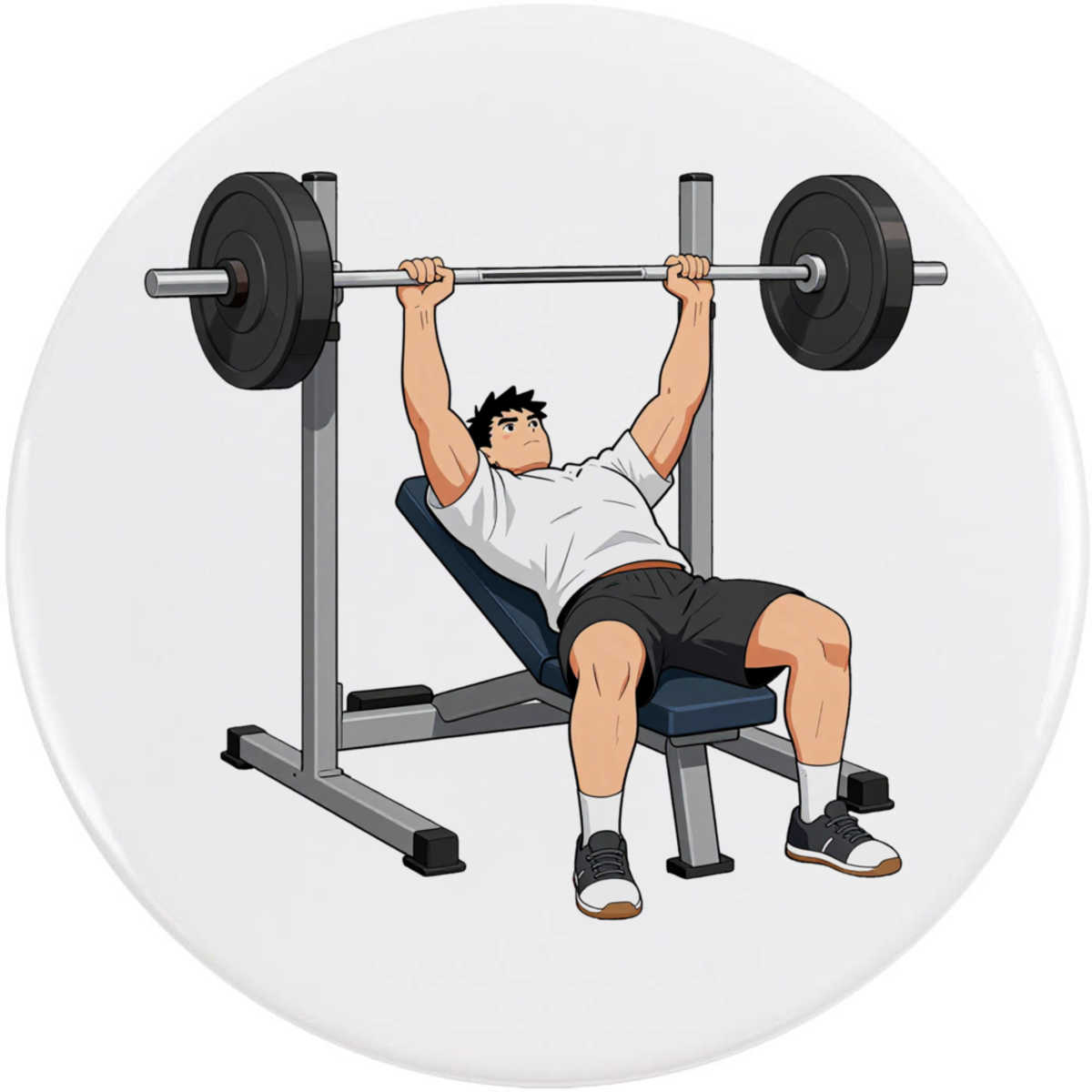 'Man Using Bench Press' Button Badge - 77mm - Pin Back / Lapel Badge for Clothes, Bags, Accessories and Gifts (BB00164264)