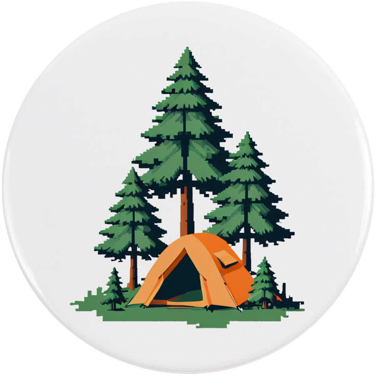 'Tent & Pine Trees' Button Badge - 77mm - Pin Back / Lapel Badge for Clothes, Bags, Accessories and Gifts (BB00164303)