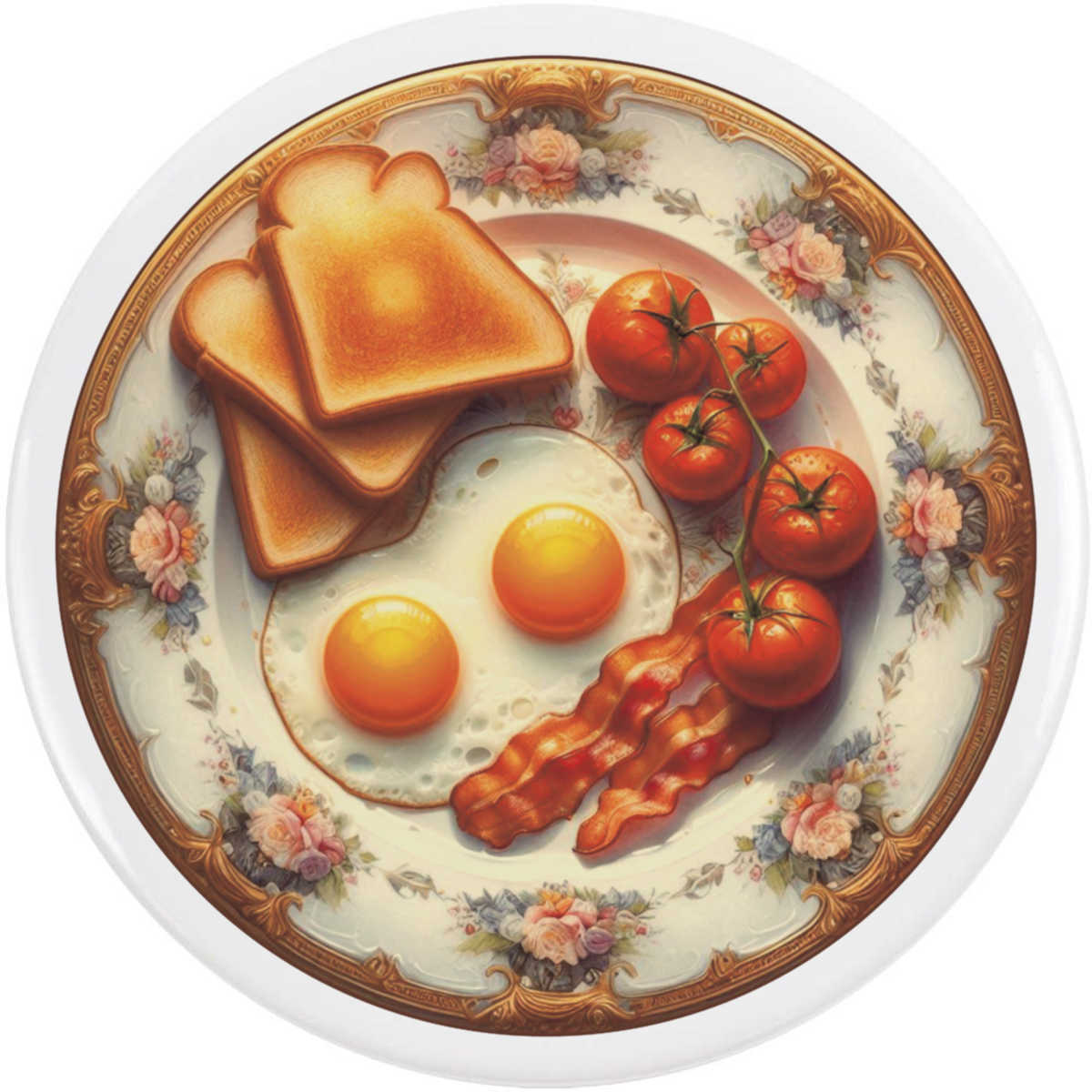 'Elegant English Breakfast' Button / Lapel Badges - Pin Back Badges for Clothes, Bags, Accessories and Gifts (BB061912)
