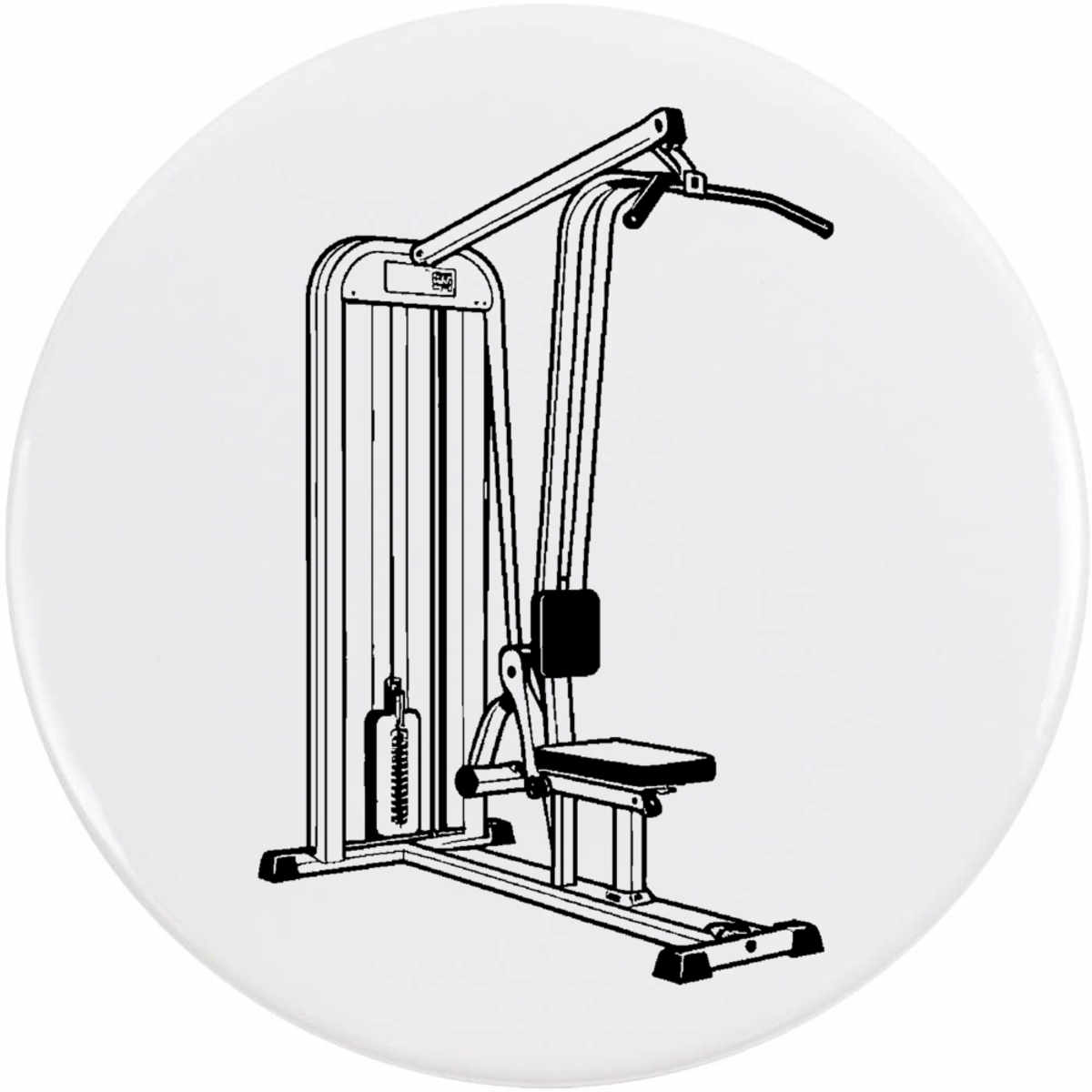 'Lat Pulldown Machine' Button Badge - 77mm - Pin Back / Lapel Badge for Clothes, Bags, Accessories and Gifts (BB00164579)