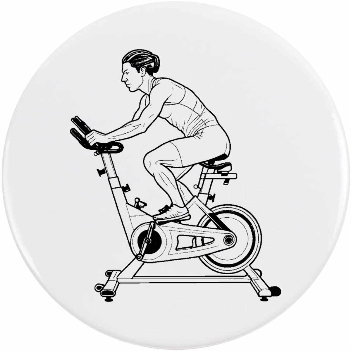 'Spin Bike' Button Badge - 77mm - Pin Back / Lapel Badge for Clothes, Bags, Accessories and Gifts (BB00164600)