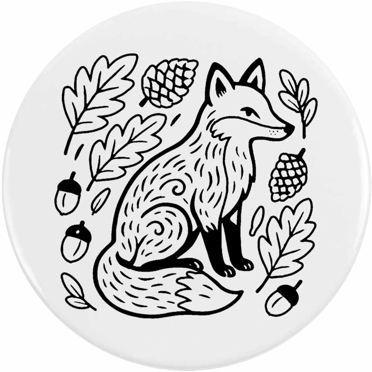 'Folk Style Woodland Fox' Button / Lapel Badges - Pin Back Badges for Clothes, Bags, Accessories and Gifts (BB062062)