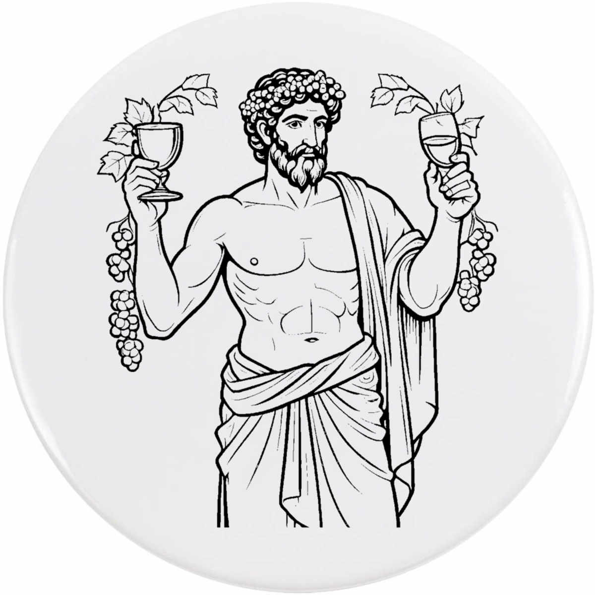 'Greek God Dionysus' Button / Lapel Badges - Pin Back Badges for Clothes, Bags, Accessories and Gifts (BB062194)