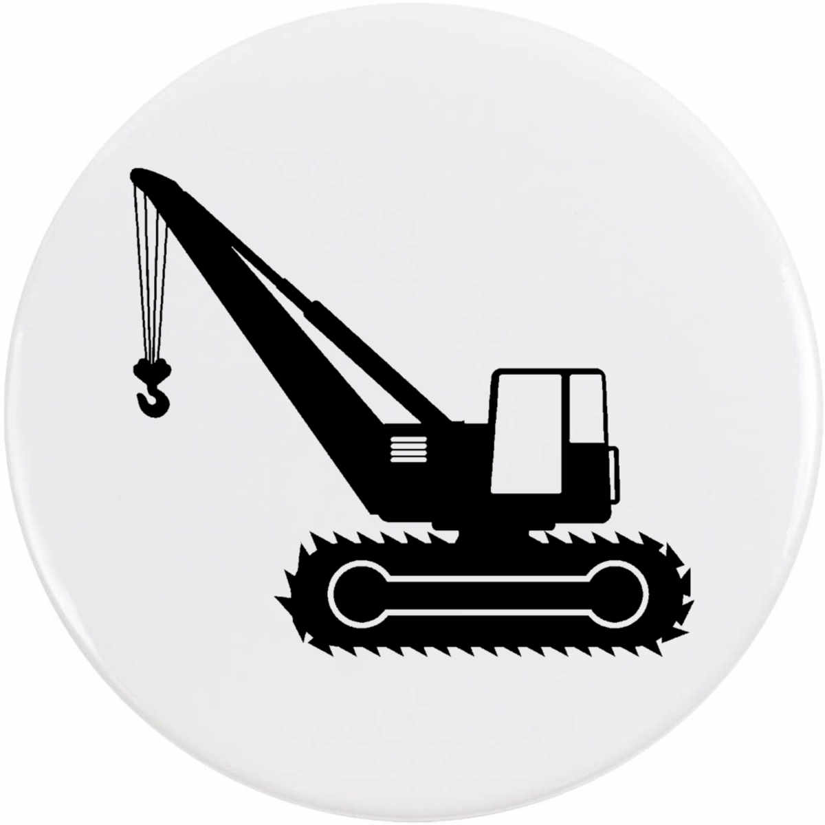 'Tracked Crane Silhouette' Button Badge - 77mm - Pin Back / Lapel Badge for Clothes, Bags, Accessories and Gifts (BB00166404)