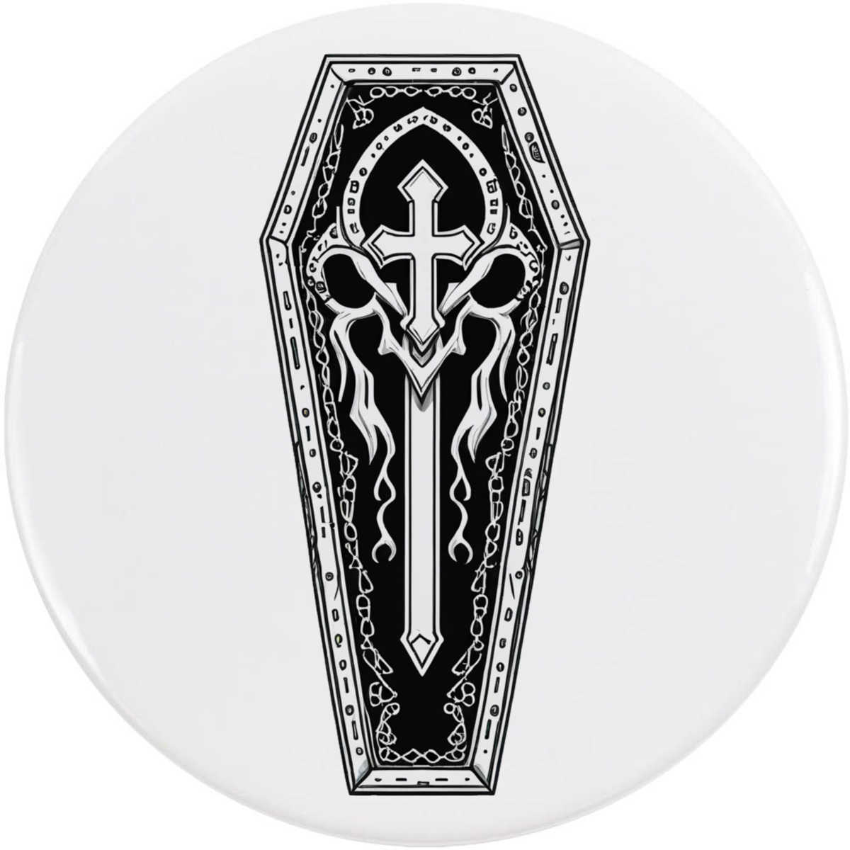 'Decorative Coffin' Button / Lapel Badges - Pin Back Badges for Clothes, Bags, Accessories and Gifts (BB062780)