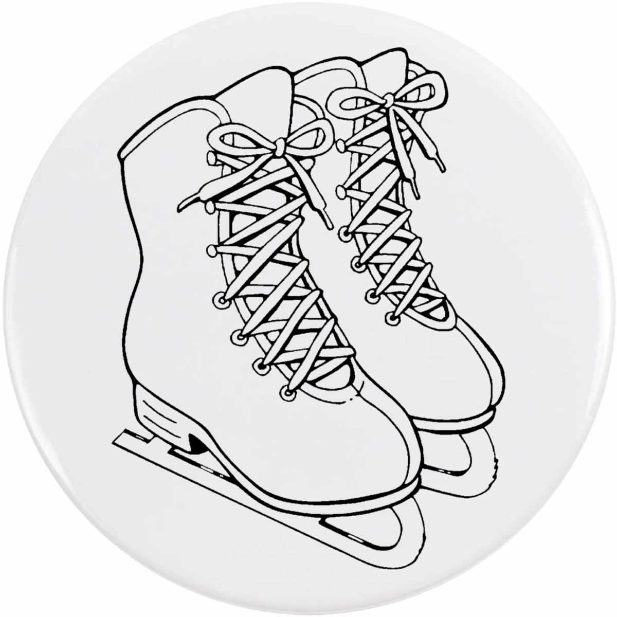 'Ice Skates' Button Badge - 77mm - Pin Back / Lapel Badge for Clothes, Bags, Accessories and Gifts (BB00166940)