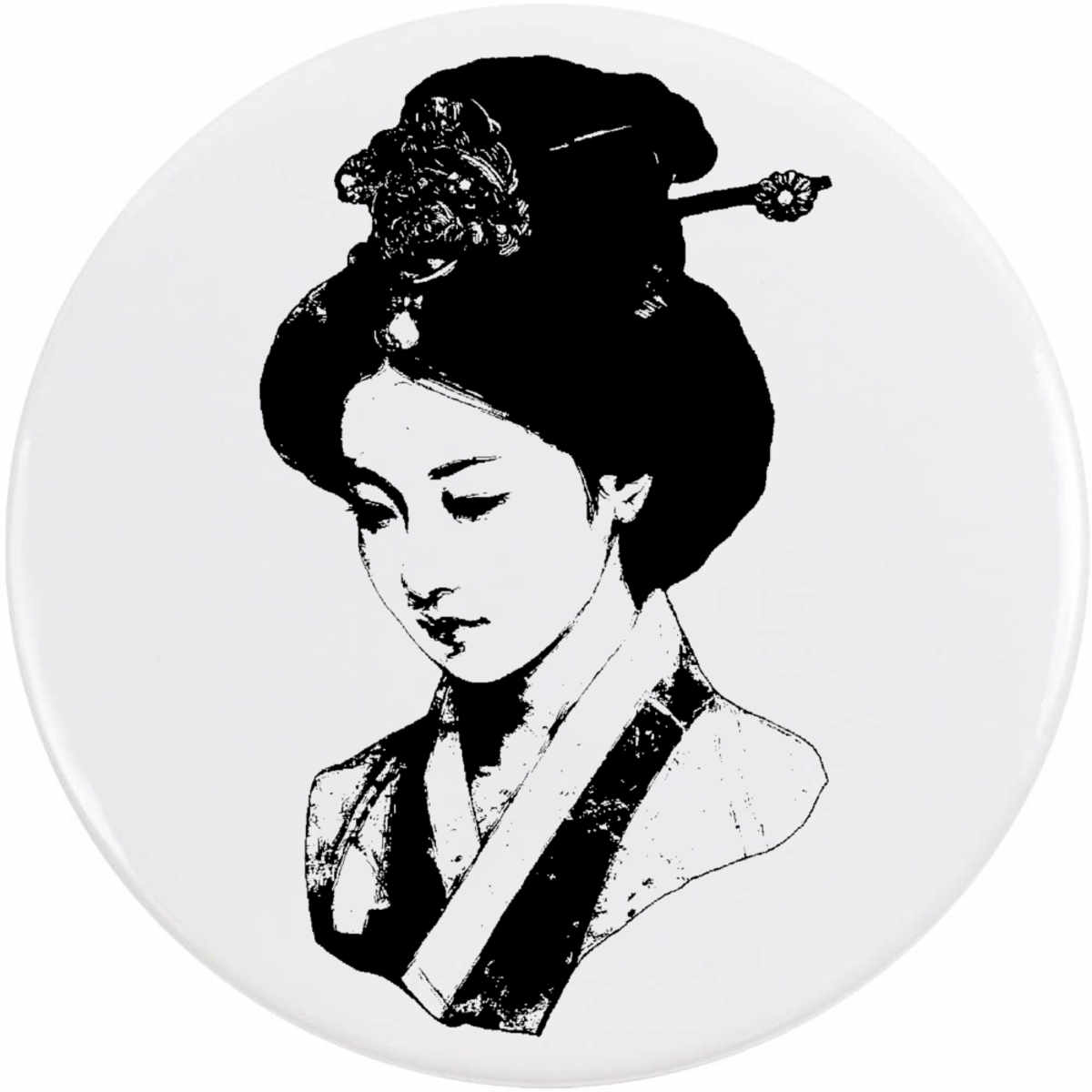 'Japanese Geisha Portrait' Button / Lapel Badges - Pin Back Badges for Clothes, Bags, Accessories and Gifts (BB062917)