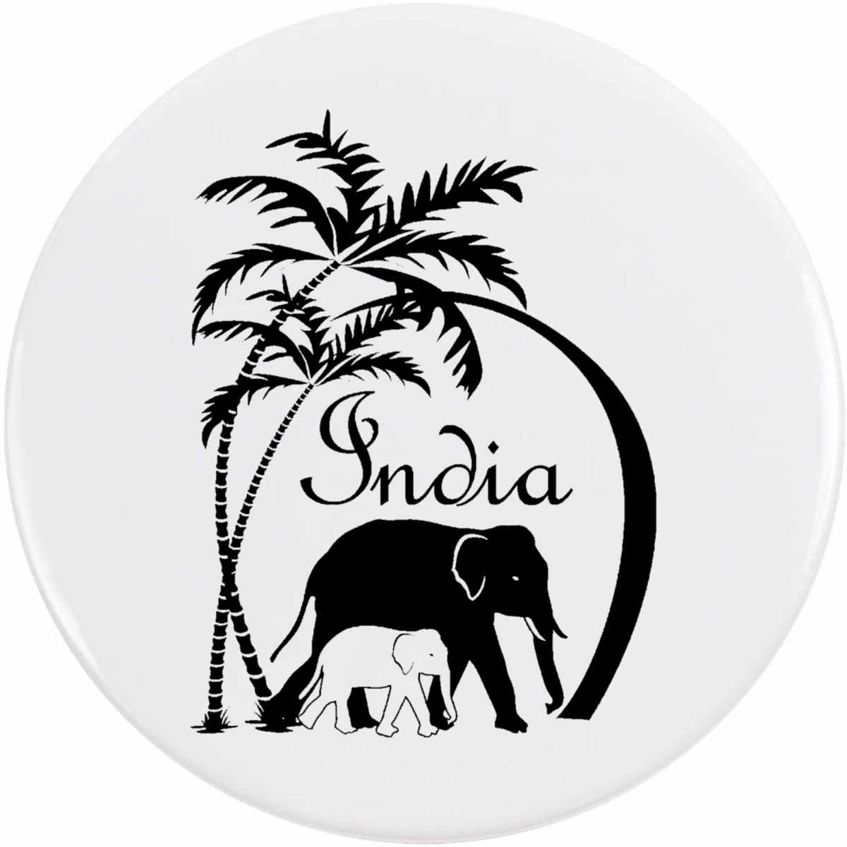 'Baby and Mother Elephants' Button Badge - 77mm - Pin Back / Lapel Badge for Clothes, Bags, Accessories and Gifts (BB00167144)