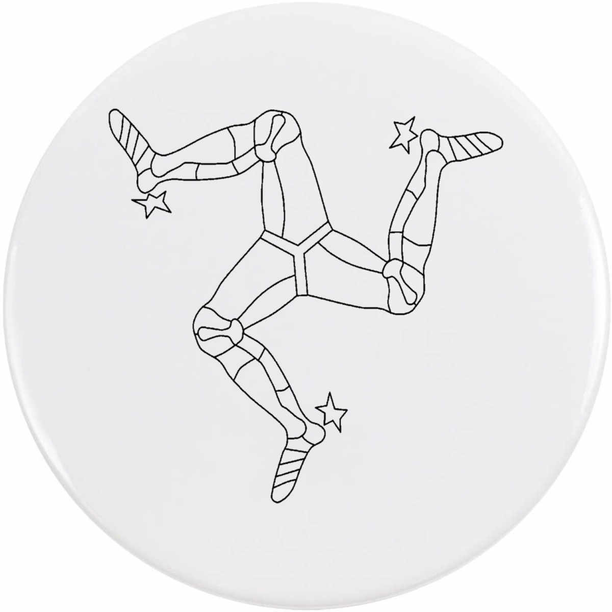 'Isle Of Man Emblem' Button Badge - 77mm - Pin Back / Lapel Badge for Clothes, Bags, Accessories and Gifts (BB00167147)