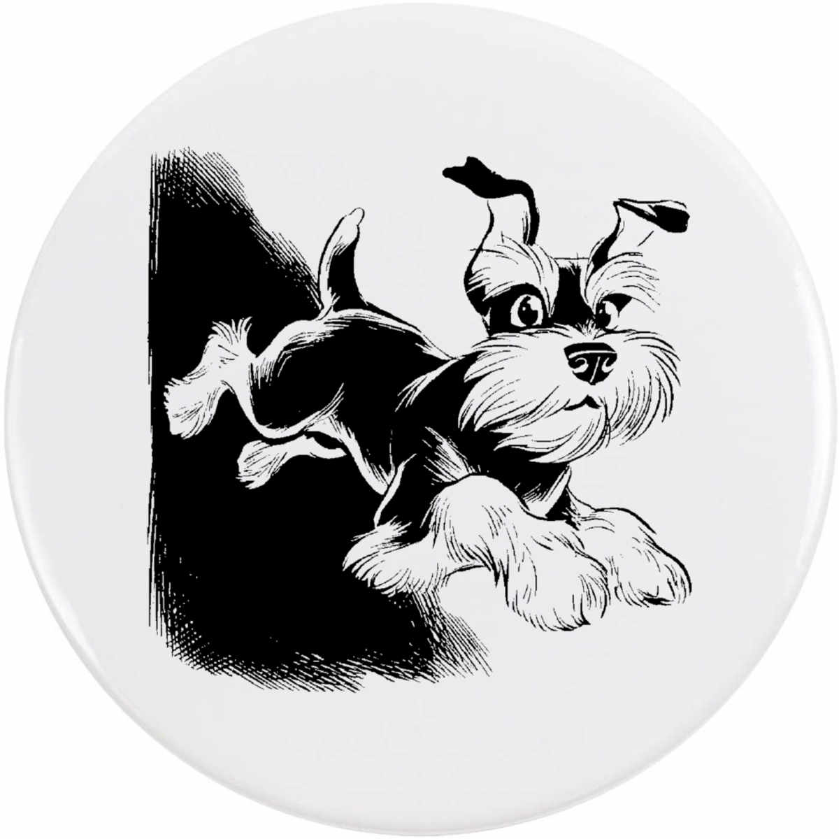 'Schnauzer Jumping' Button Badge - 77mm - Pin Back / Lapel Badge for Clothes, Bags, Accessories and Gifts (BB00167237)