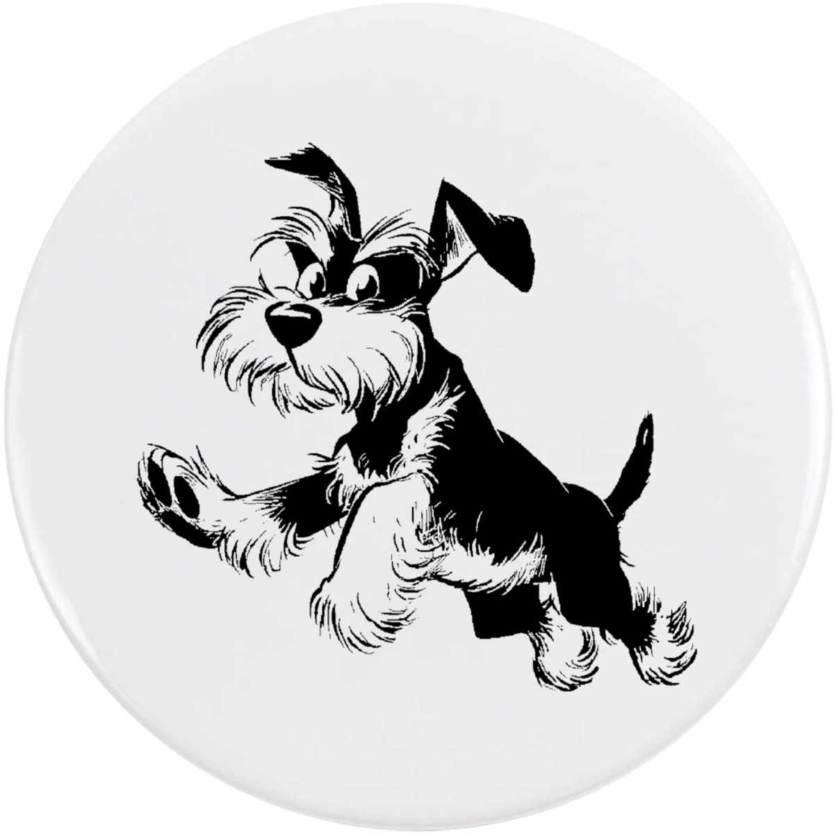 'Schnauzer Jumping' Button Badge - 77mm - Pin Back / Lapel Badge for Clothes, Bags, Accessories and Gifts (BB00167240)