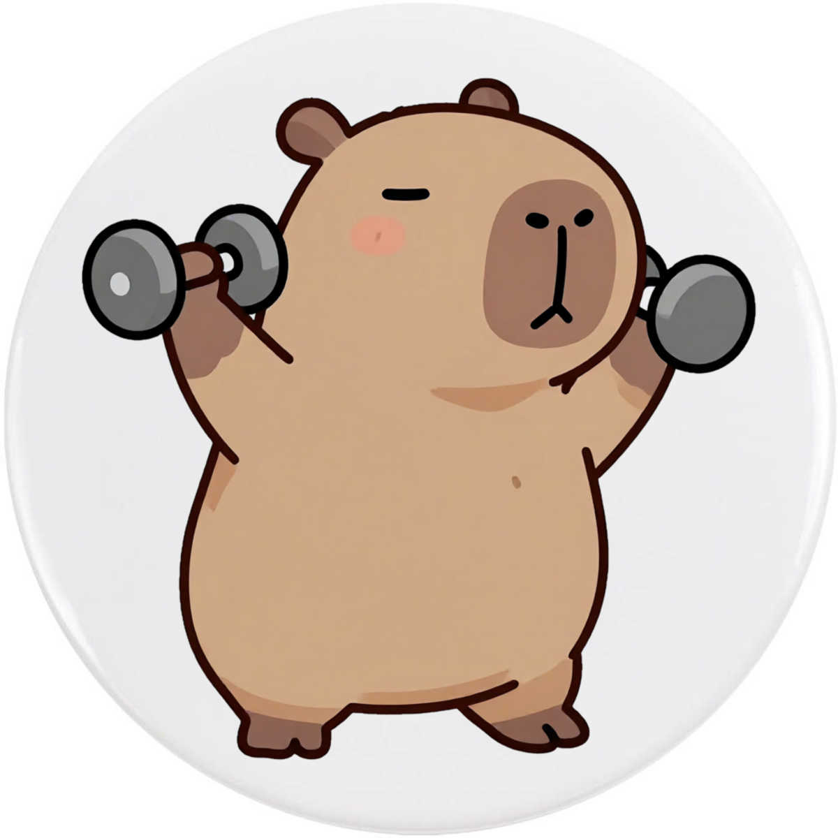 'Capybara Lifting Weights' Button / Lapel Badges - Pin Back Badges for Clothes, Bags, Accessories and Gifts (BB062990)