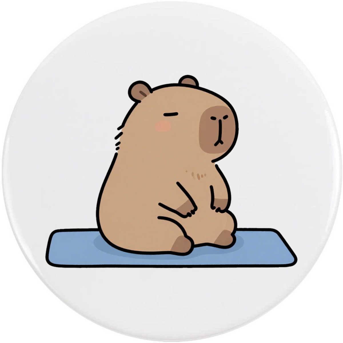 'Capybara on Yoga Mat' Button Badge - 77mm - Pin Back / Lapel Badge for Clothes, Bags, Accessories and Gifts (BB00167420)