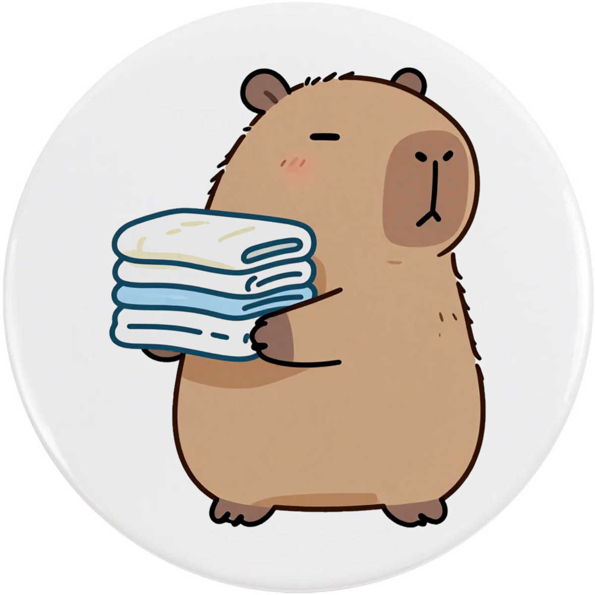 'Capybara with Towels' Button Pin Badges (BB063174)
