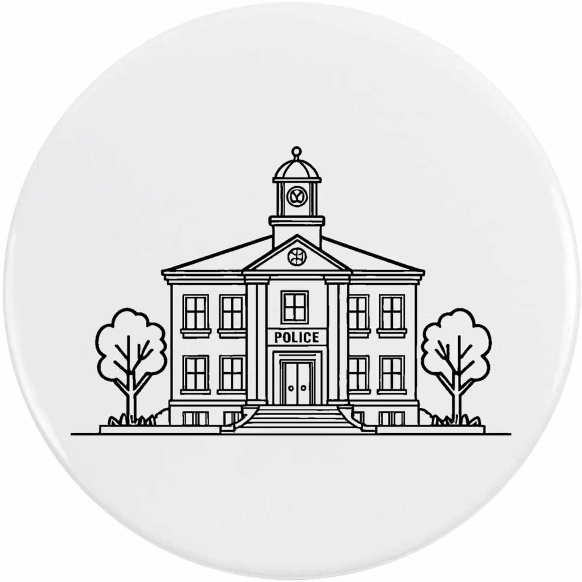 'Police Station' Button Badge - 77mm - Pin Back / Lapel Badge for Clothes, Bags, Accessories and Gifts (BB00168326)