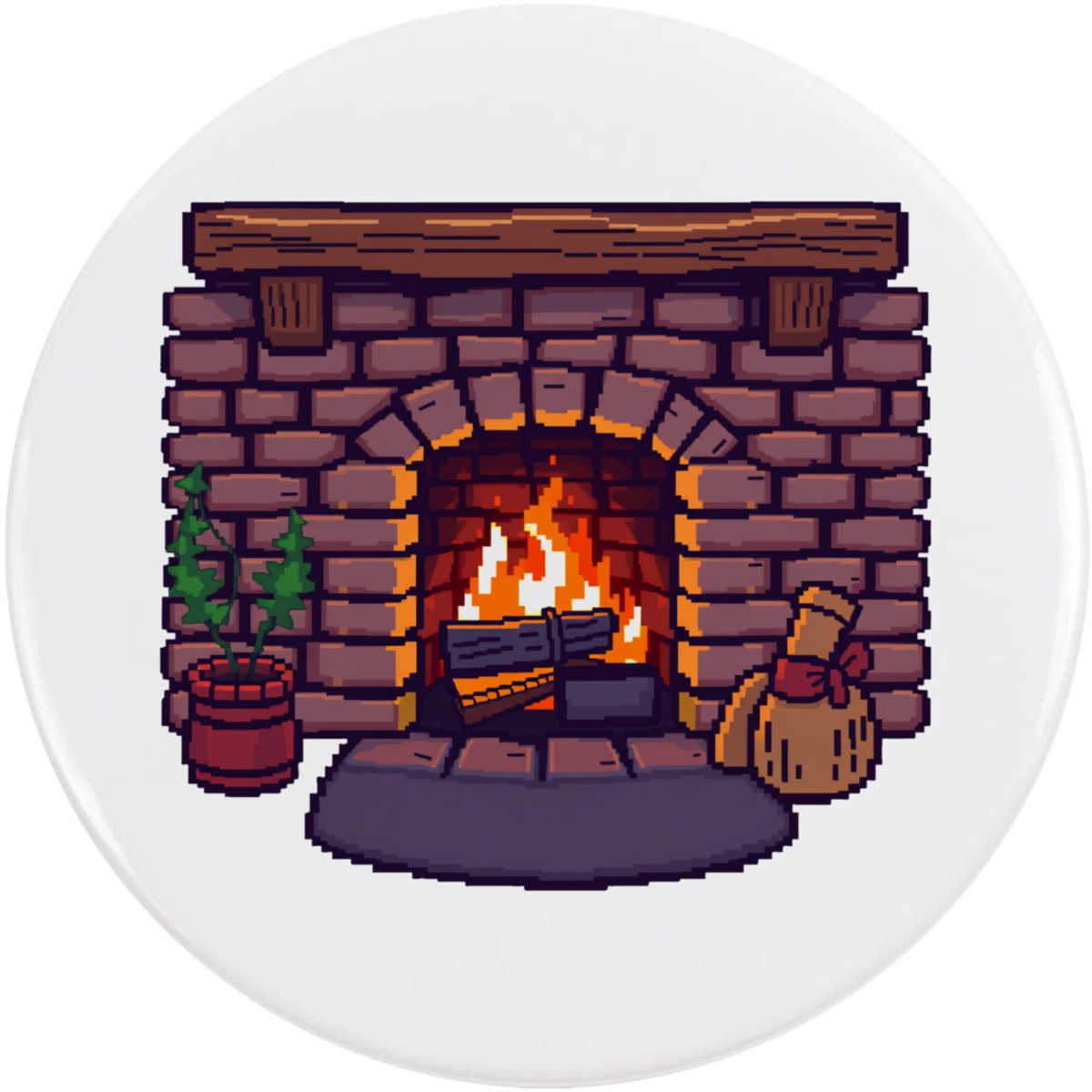 'Cosy Fireplace' Button / Lapel Badges - Pin Back Badges for Clothes, Bags, Accessories and Gifts (BB063329)