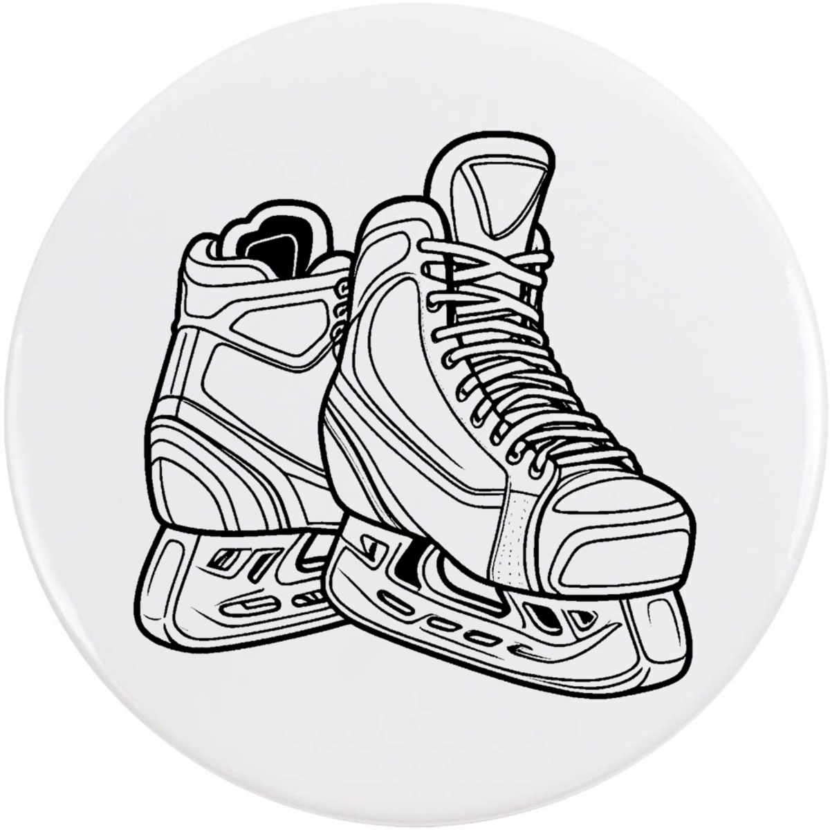 'Hockey Skates' Button Badge - 77mm - Pin Back / Lapel Badge for Clothes, Bags, Accessories and Gifts (BB00168938)