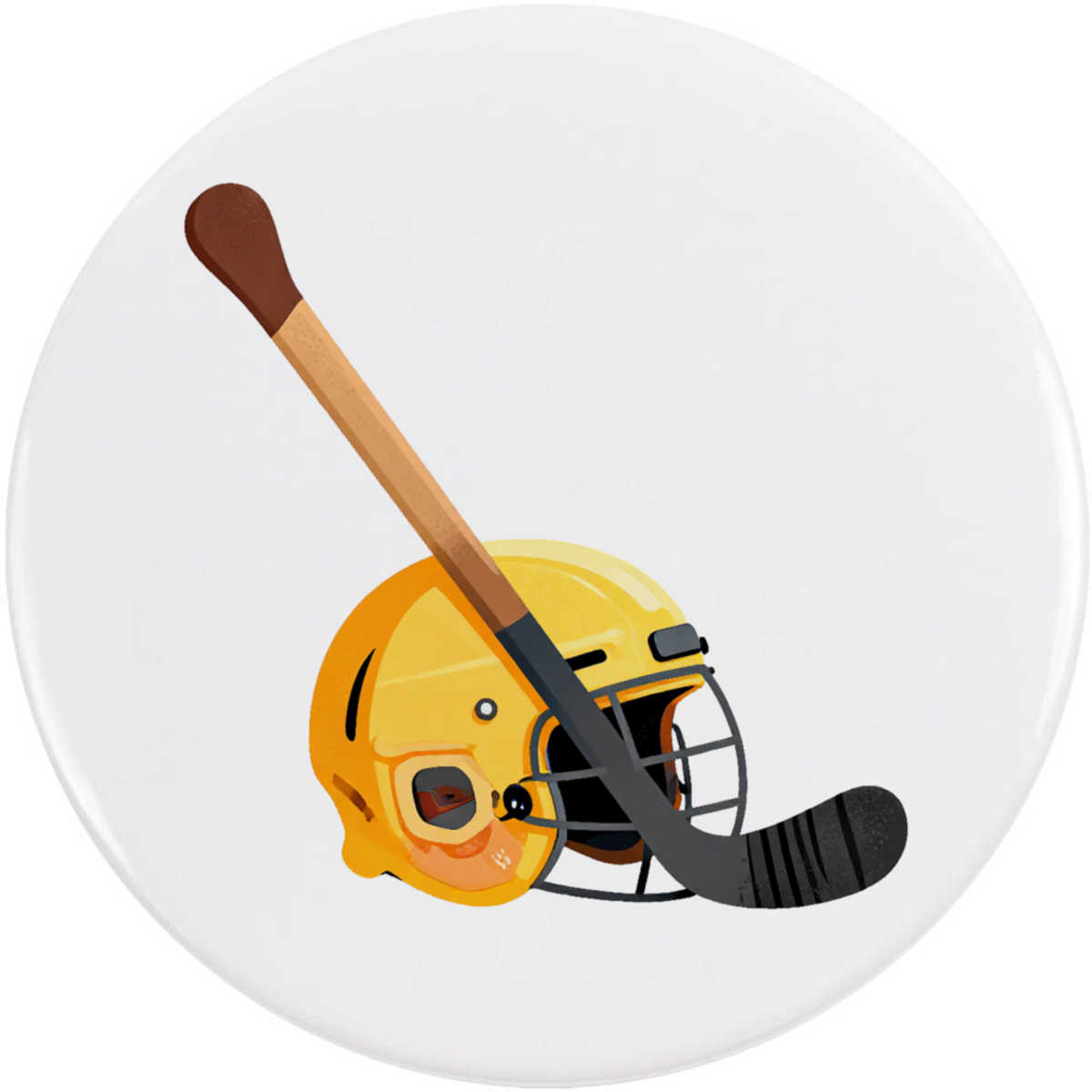 77mm 'Hockey Stick & Helmet' Large Button Pin Badge (BB00168950)