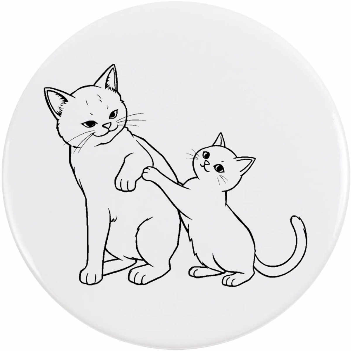 'Two Cats Playing' Button / Lapel Badges - Pin Back Badges for Clothes, Bags, Accessories and Gifts (BB063592)
