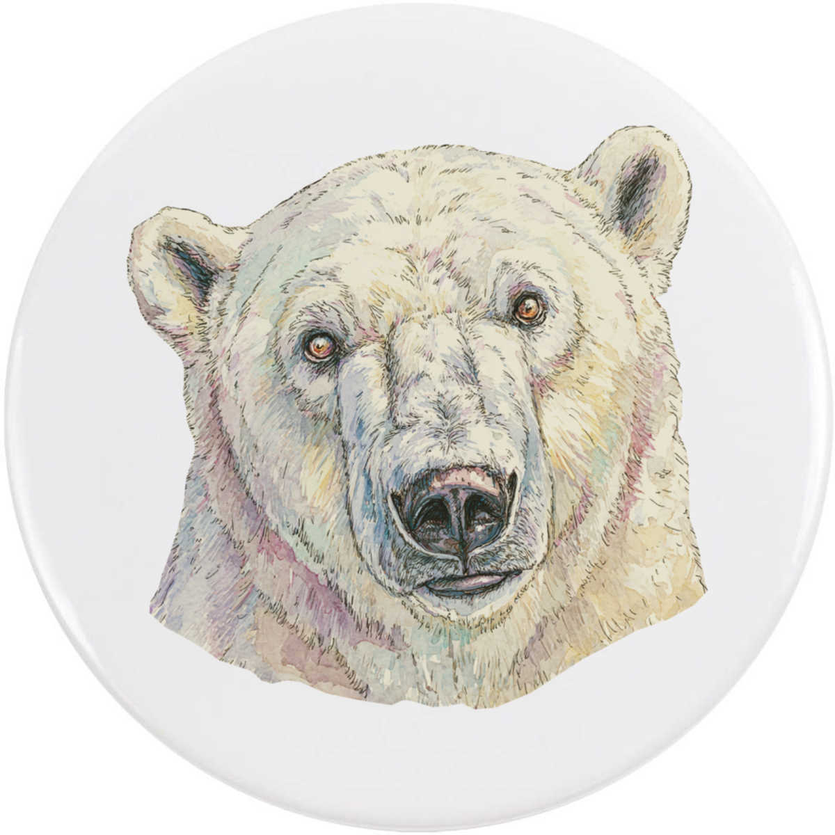 'Polar Bear Portrait' Button / Lapel Badges - Pin Back Badges for Clothes, Bags, Accessories and Gifts (BB064168)