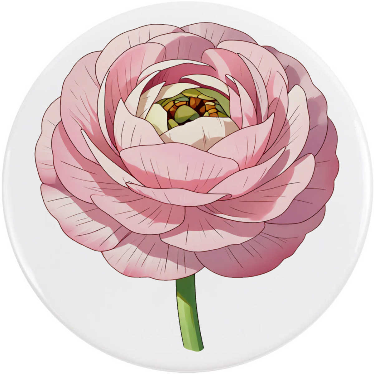 77mm 'Ranunculus Flower' Large Button Pin Badge (BB00170546)