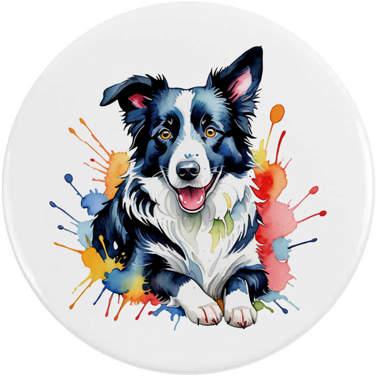 'Colourful Border Collie' Button Badge - 77mm - Pin Back / Lapel Badge for Clothes, Bags, Accessories and Gifts (BB00170744)