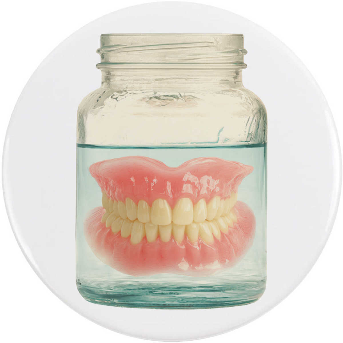 'Dentures in Jar' Button / Lapel Badges - Pin Back Badges for Clothes, Bags, Accessories and Gifts (BB064440)