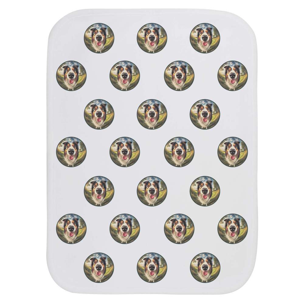 'Smiling Border Collie' Baby Burp / Wash Cloth (BC00031016)
