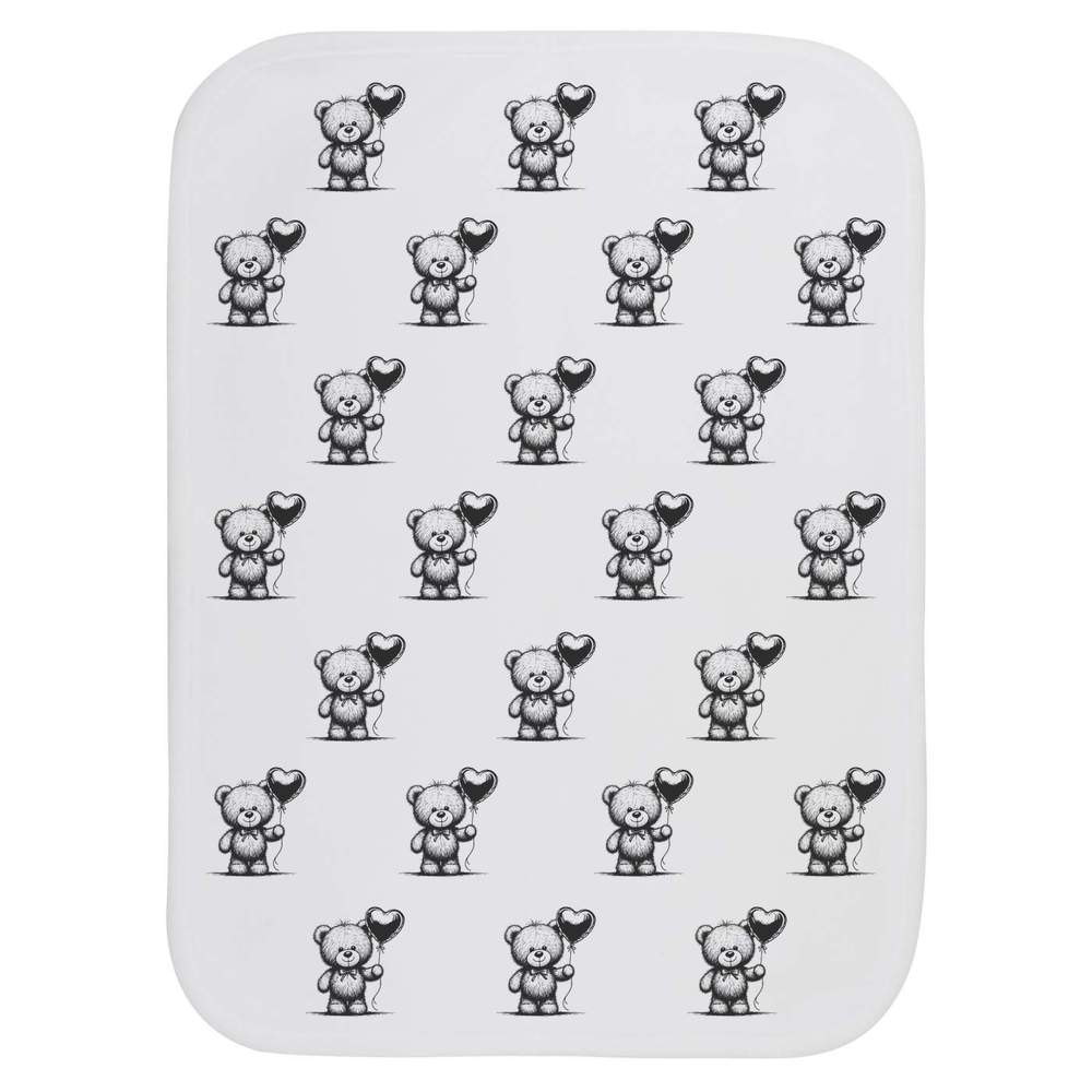 'Teddy & Heart Balloon' Baby Burp / Wash Cloth - Soft Absorbent Towel for Feeding, Bathing, Newborns and Baby Gifts (BC00031814)